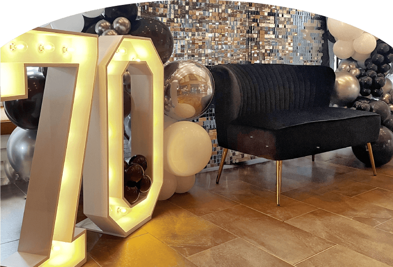 Float Balloons Hero Image 70 birthday party display