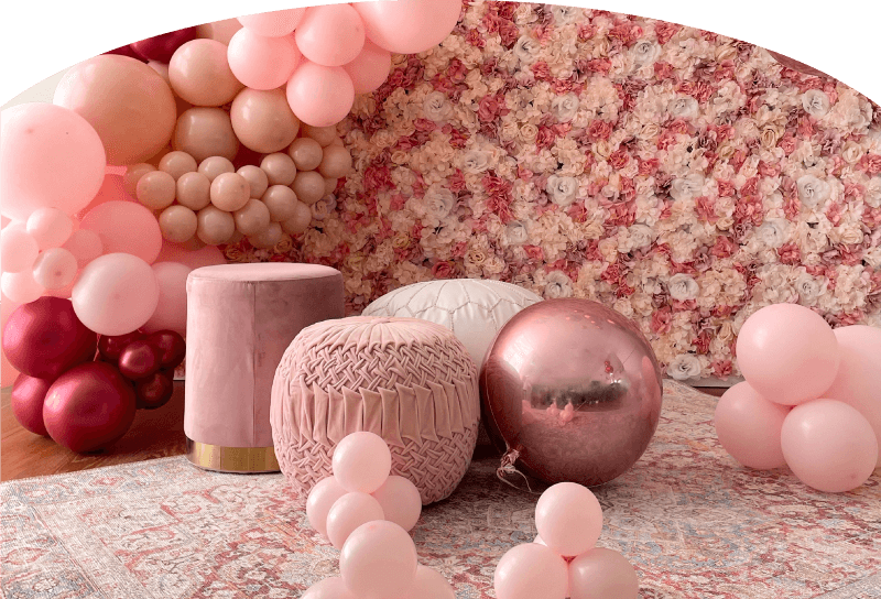 Float Balloons Hero Image pink balloon display