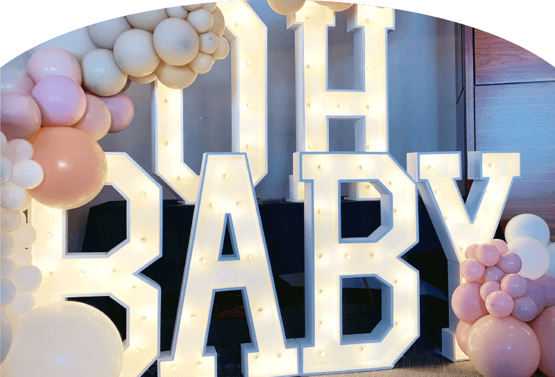 Float Balloons Hero Image oh baby balloon display