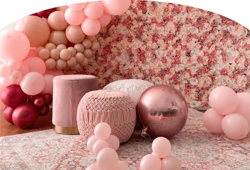 Float Balloons Hero Image pink balloon display